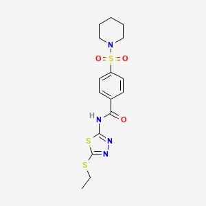 molecular formula C16H20N4O3S3 B2426313 N-(5-(ethylthio)-1,3,4-thiadiazol-2-yl)-4-(piperidin-1-ylsulfonyl)benzamide CAS No. 392239-65-5