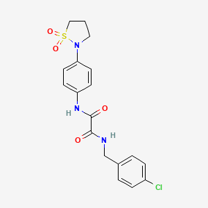 molecular formula C18H18ClN3O4S B2426339 N1-(4-chlorobenzyl)-N2-(4-(1,1-dioxidoisothiazolidin-2-yl)phenyl)oxalamide CAS No. 1105245-57-5