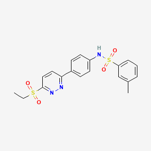 molecular formula C19H19N3O4S2 B2426369 N-{4-[6-(ethanesulfonyl)pyridazin-3-yl]phenyl}-3-methylbenzene-1-sulfonamide CAS No. 921586-07-4