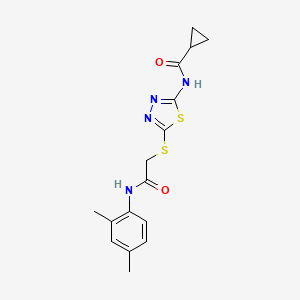 molecular formula C16H18N4O2S2 B2426388 N-(5-((2-((2,4-dimethylphenyl)amino)-2-oxoethyl)thio)-1,3,4-thiadiazol-2-yl)cyclopropanecarboxamide CAS No. 392295-57-7