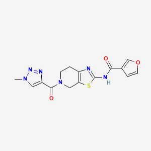 molecular formula C15H14N6O3S B2426413 N-(5-(1-methyl-1H-1,2,3-triazole-4-carbonyl)-4,5,6,7-tetrahydrothiazolo[5,4-c]pyridin-2-yl)furan-3-carboxamide CAS No. 1428374-86-0