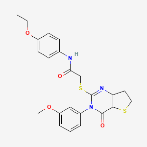 molecular formula C23H23N3O4S2 B2426431 N-(4-ethoxyphenyl)-2-((3-(3-methoxyphenyl)-4-oxo-3,4,6,7-tetrahydrothieno[3,2-d]pyrimidin-2-yl)thio)acetamide CAS No. 877655-12-4