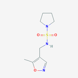 molecular formula C9H15N3O3S B2426466 N-[(5-methyl-1,2-oxazol-4-yl)methyl]pyrrolidine-1-sulfonamide CAS No. 2034245-74-2