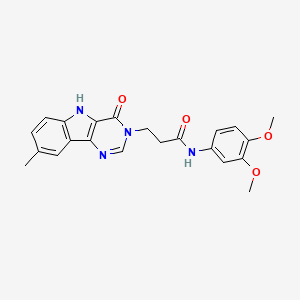 molecular formula C22H22N4O4 B2426473 N-(3,4-dimethoxyphenyl)-3-{8-methyl-4-oxo-3H,4H,5H-pyrimido[5,4-b]indol-3-yl}propanamide CAS No. 1105212-19-8