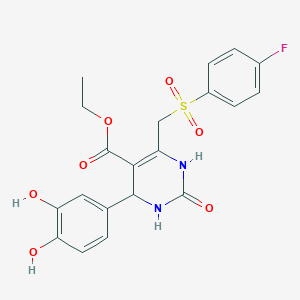 molecular formula C20H19FN2O7S B2426529 ethyl 4-(3,4-dihydroxyphenyl)-6-[(4-fluorobenzenesulfonyl)methyl]-2-oxo-1,2,3,4-tetrahydropyrimidine-5-carboxylate CAS No. 866590-88-7