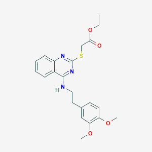 molecular formula C22H25N3O4S B2426552 ethyl 2-[(4-{[2-(3,4-dimethoxyphenyl)ethyl]amino}quinazolin-2-yl)sulfanyl]acetate CAS No. 422533-58-2
