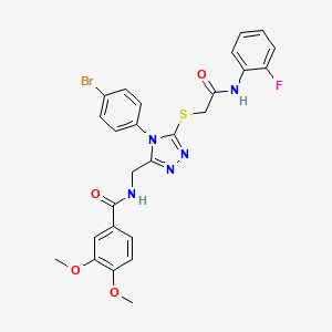 molecular formula C26H23BrFN5O4S B2426556 N-((4-(4-bromophenyl)-5-((2-((2-fluorophenyl)amino)-2-oxoethyl)thio)-4H-1,2,4-triazol-3-yl)methyl)-3,4-dimethoxybenzamide CAS No. 391944-76-6