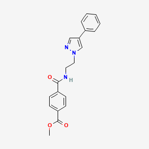 molecular formula C20H19N3O3 B2426563 methyl 4-((2-(4-phenyl-1H-pyrazol-1-yl)ethyl)carbamoyl)benzoate CAS No. 2034326-13-9