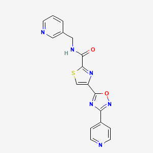 molecular formula C17H12N6O2S B2426568 N-[(pyridin-3-yl)methyl]-4-[3-(pyridin-4-yl)-1,2,4-oxadiazol-5-yl]-1,3-thiazole-2-carboxamide CAS No. 1251696-25-9