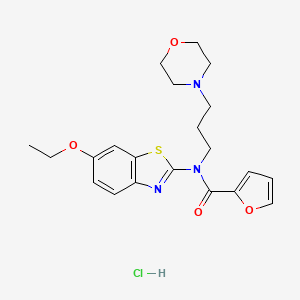 molecular formula C21H26ClN3O4S B2426610 N-(6-ethoxybenzo[d]thiazol-2-yl)-N-(3-morpholinopropyl)furan-2-carboxamide hydrochloride CAS No. 1217127-58-6