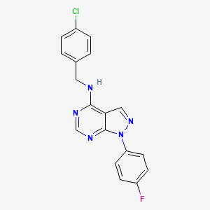 molecular formula C18H13ClFN5 B2426612 N-(4-chlorobenzyl)-1-(4-fluorophenyl)-1H-pyrazolo[3,4-d]pyrimidin-4-amine CAS No. 890897-02-6