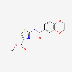 molecular formula C15H14N2O5S B2426638 ethyl 2-(2,3-dihydro-1,4-benzodioxine-6-amido)-1,3-thiazole-4-carboxylate CAS No. 477551-73-8