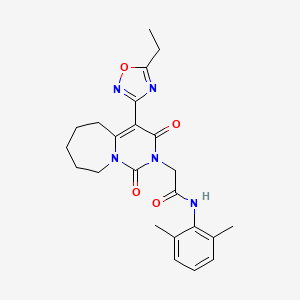 molecular formula C23H27N5O4 B2426645 N-(2,6-dimethylphenyl)-2-[4-(5-ethyl-1,2,4-oxadiazol-3-yl)-1,3-dioxo-1H,2H,3H,5H,6H,7H,8H,9H-pyrimido[1,6-a]azepin-2-yl]acetamide CAS No. 1775345-70-4