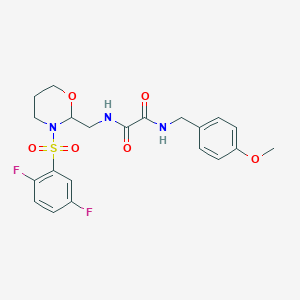 molecular formula C21H23F2N3O6S B2426647 N1-((3-((2,5-difluorophenyl)sulfonyl)-1,3-oxazinan-2-yl)methyl)-N2-(4-methoxybenzyl)oxalamide CAS No. 869071-89-6