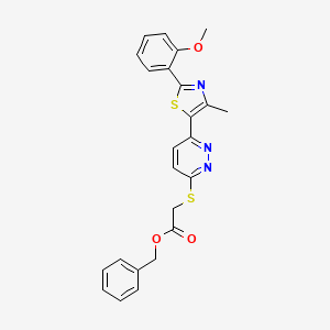 molecular formula C24H21N3O3S2 B2426649 benzyl 2-({6-[2-(2-methoxyphenyl)-4-methyl-1,3-thiazol-5-yl]pyridazin-3-yl}sulfanyl)acetate CAS No. 954697-56-4