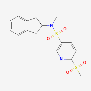 molecular formula C16H18N2O4S2 B2426664 N-(2,3-Dihydro-1H-inden-2-yl)-N-methyl-6-methylsulfonylpyridine-3-sulfonamide CAS No. 2192473-63-3