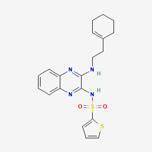 molecular formula C20H22N4O2S2 B2426695 N-(3-{[2-(CYCLOHEX-1-EN-1-YL)ETHYL]AMINO}QUINOXALIN-2-YL)THIOPHENE-2-SULFONAMIDE CAS No. 714253-54-0