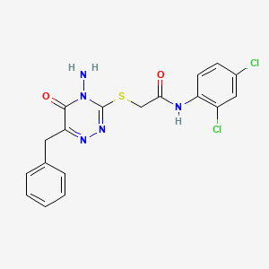 molecular formula C18H15Cl2N5O2S B2426697 2-[(4-amino-6-benzyl-5-oxo-4,5-dihydro-1,2,4-triazin-3-yl)sulfanyl]-N-(2,4-dichlorophenyl)acetamide CAS No. 886961-53-1