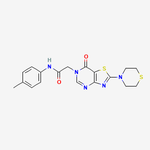 molecular formula C18H19N5O2S2 B2426704 N-(4-methylphenyl)-2-[7-oxo-2-(thiomorpholin-4-yl)-6H,7H-[1,3]thiazolo[4,5-d]pyrimidin-6-yl]acetamide CAS No. 1223767-19-8