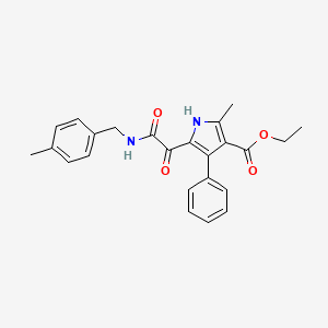 molecular formula C24H24N2O4 B2426720 ethyl 2-methyl-5-(2-((4-methylbenzyl)amino)-2-oxoacetyl)-4-phenyl-1H-pyrrole-3-carboxylate CAS No. 1004172-43-3
