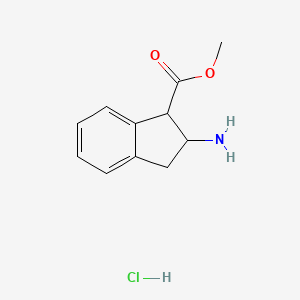 molecular formula C11H14ClNO2 B2426724 methyl2-amino-2,3-dihydro-1H-indene-1-carboxylatehydrochloride,Mixtureofdiastereomers CAS No. 158804-38-7