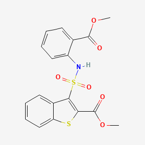 molecular formula C18H15NO6S2 B2426740 Methyl 3-{[2-(methoxycarbonyl)phenyl]sulfamoyl}-1-benzothiophene-2-carboxylate CAS No. 932354-70-6