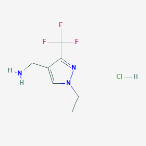 molecular formula C7H11ClF3N3 B2426741 [1-Ethyl-3-(trifluoromethyl)pyrazol-4-yl]methanamine;hydrochloride CAS No. 2376726-60-0