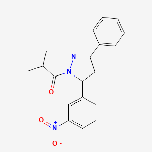 2-methyl-1-(5-(3-nitrophenyl)-3-phenyl-4,5-dihydro-1H-pyrazol-1-yl)propan-1-one