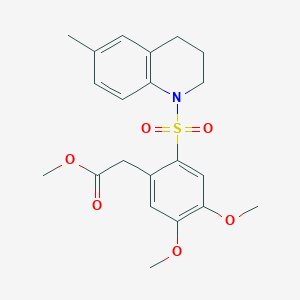 molecular formula C21H25NO6S B2426832 Methyl 2-[4,5-dimethoxy-2-[(6-methyl-3,4-dihydro-2H-quinolin-1-yl)sulfonyl]phenyl]acetate CAS No. 497060-19-2