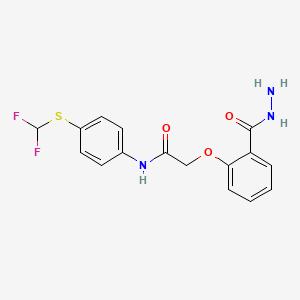molecular formula C16H15F2N3O3S B2426852 N-{4-[(difluoromethyl)sulfanyl]phenyl}-2-[2-(hydrazinecarbonyl)phenoxy]acetamide CAS No. 748776-45-6