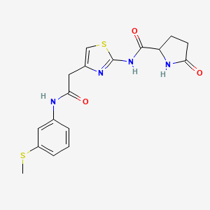 N-(4-(2-((3-(methylthio)phenyl)amino)-2-oxoethyl)thiazol-2-yl)-5-oxopyrrolidine-2-carboxamide
