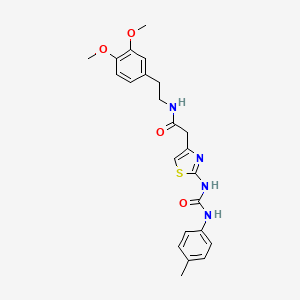 molecular formula C23H26N4O4S B2426957 N-[2-(3,4-dimethoxyphenyl)ethyl]-2-(2-{[(4-methylphenyl)carbamoyl]amino}-1,3-thiazol-4-yl)acetamide CAS No. 1005299-53-5