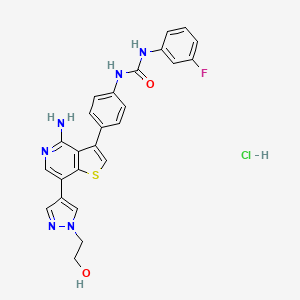 molecular formula C25H22ClFN6O2S B2426967 Ilorasertib hydrochloride 