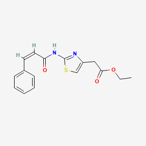 molecular formula C16H16N2O3S B2426978 ETHYL 2-{2-[(2Z)-3-PHENYLPROP-2-ENAMIDO]-1,3-THIAZOL-4-YL}ACETATE CAS No. 301226-76-6