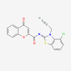 molecular formula C20H11ClN2O3S B2426982 N-[(2Z)-4-chloro-3-(prop-2-yn-1-yl)-2,3-dihydro-1,3-benzothiazol-2-ylidene]-4-oxo-4H-chromene-2-carboxamide CAS No. 868378-00-1