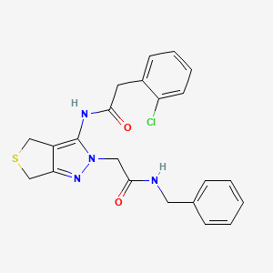 molecular formula C22H21ClN4O2S B2426993 N-benzyl-2-{3-[2-(2-chlorophenyl)acetamido]-2H,4H,6H-thieno[3,4-c]pyrazol-2-yl}acetamide CAS No. 1105217-92-2