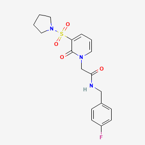 molecular formula C18H20FN3O4S B2427003 N-[(4-fluorophenyl)methyl]-2-[2-oxo-3-(pyrrolidine-1-sulfonyl)-1,2-dihydropyridin-1-yl]acetamide CAS No. 1251705-16-4