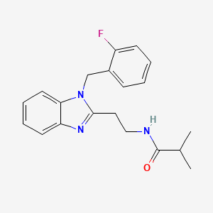 molecular formula C20H22FN3O B2427013 N-(2-{1-[(2-fluorophenyl)methyl]-1H-1,3-benzodiazol-2-yl}ethyl)-2-methylpropanamide CAS No. 695219-59-1