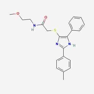 molecular formula C21H23N3O2S B2427046 N-(2-methoxyethyl)-2-{[2-(4-methylphenyl)-5-phenyl-1H-imidazol-4-yl]sulfanyl}acetamide CAS No. 901259-24-3
