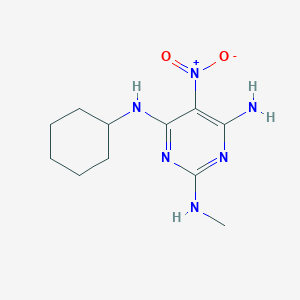 molecular formula C11H18N6O2 B2427052 N4-cyclohexyl-N2-methyl-5-nitropyrimidine-2,4,6-triamine CAS No. 672343-50-9
