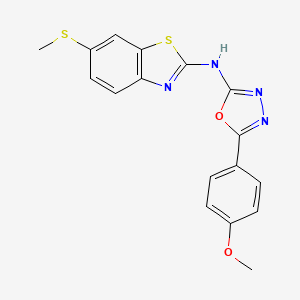 molecular formula C17H14N4O2S2 B2427064 N-[5-(4-methoxyphenyl)-1,3,4-oxadiazol-2-yl]-6-(methylsulfanyl)-1,3-benzothiazol-2-amine CAS No. 891084-89-2