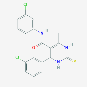 molecular formula C18H15Cl2N3OS B2427100 N,4-bis(3-chlorophenyl)-6-methyl-2-sulfanylidene-1,2,3,4-tetrahydropyrimidine-5-carboxamide CAS No. 332373-19-0