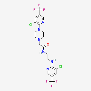 molecular formula C20H20Cl2F6N6O B2427126 N-(2-{[3-chloro-5-(trifluoromethyl)pyridin-2-yl]amino}ethyl)-2-{4-[3-chloro-5-(trifluoromethyl)pyridin-2-yl]piperazin-1-yl}acetamide CAS No. 477853-88-6