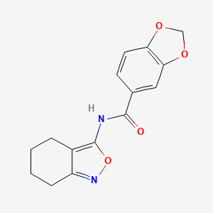 molecular formula C15H14N2O4 B2427176 N-(4,5,6,7-tetrahydro-2,1-benzoxazol-3-yl)-2H-1,3-benzodioxole-5-carboxamide CAS No. 946224-90-4