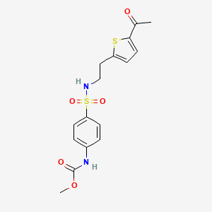 molecular formula C16H18N2O5S2 B2427182 methyl (4-(N-(2-(5-acetylthiophen-2-yl)ethyl)sulfamoyl)phenyl)carbamate CAS No. 2034493-57-5