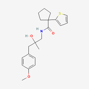 molecular formula C21H27NO3S B2427194 N-(2-hydroxy-3-(4-methoxyphenyl)-2-methylpropyl)-1-(thiophen-2-yl)cyclopentanecarboxamide CAS No. 1396803-49-8