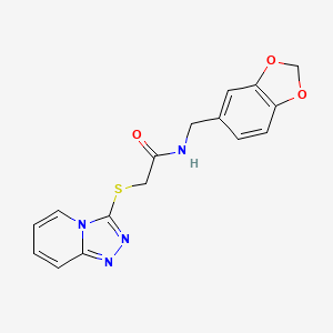 molecular formula C16H14N4O3S B2427213 N-[(2H-1,3-benzodioxol-5-yl)methyl]-2-{[1,2,4]triazolo[4,3-a]pyridin-3-ylsulfanyl}acetamide CAS No. 671198-97-3