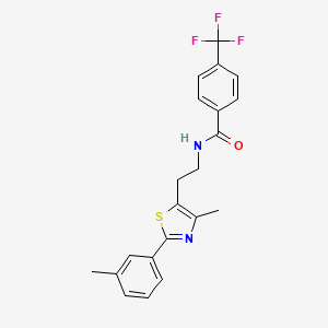 molecular formula C21H19F3N2OS B2427215 N-{2-[4-methyl-2-(3-methylphenyl)-1,3-thiazol-5-yl]ethyl}-4-(trifluoromethyl)benzamide CAS No. 873076-10-9