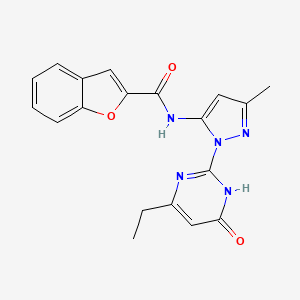 molecular formula C19H17N5O3 B2427239 N-[2-(4-ethyl-6-oxo-1H-pyrimidin-2-yl)-5-methylpyrazol-3-yl]-1-benzofuran-2-carboxamide CAS No. 1003964-91-7