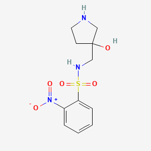 molecular formula C11H15N3O5S B2427246 N-[(3-Hydroxypyrrolidin-3-yl)methyl]-2-nitrobenzenesulfonamide CAS No. 2138111-88-1